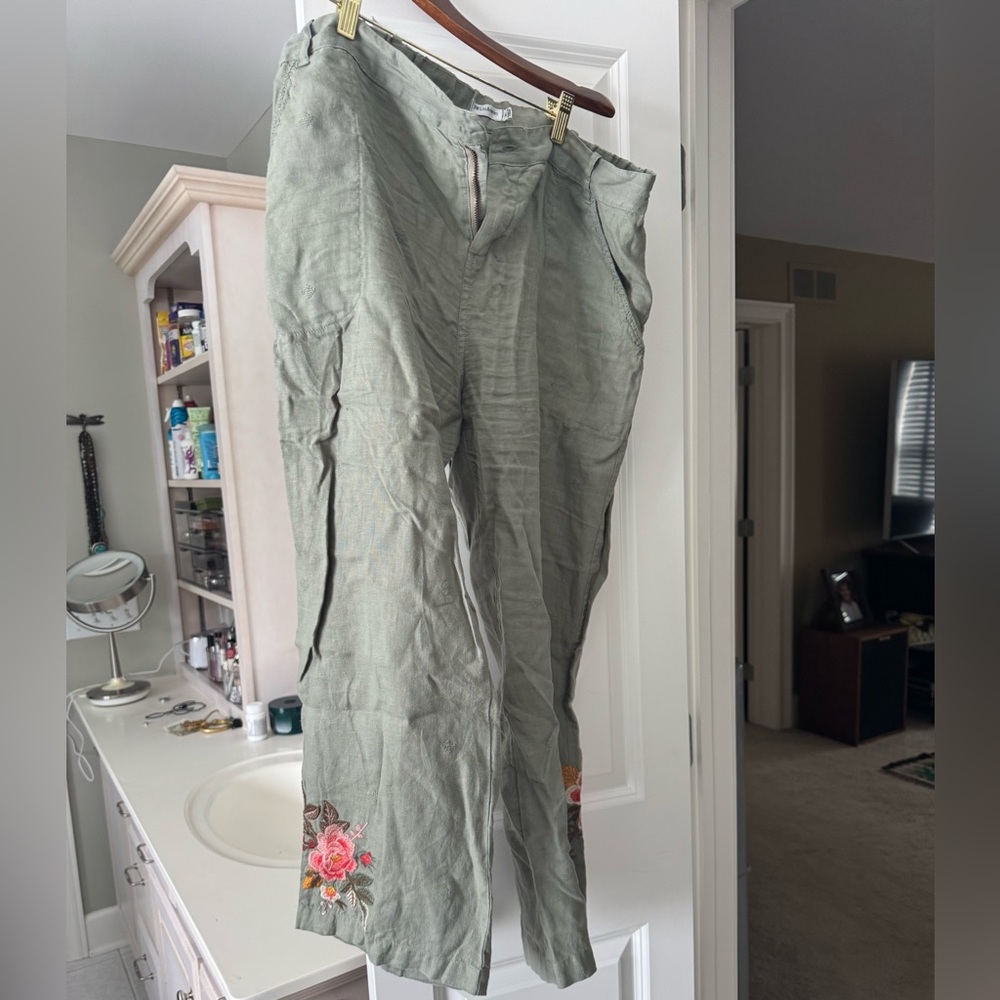 Johnny Was Embroidered Pants XL
